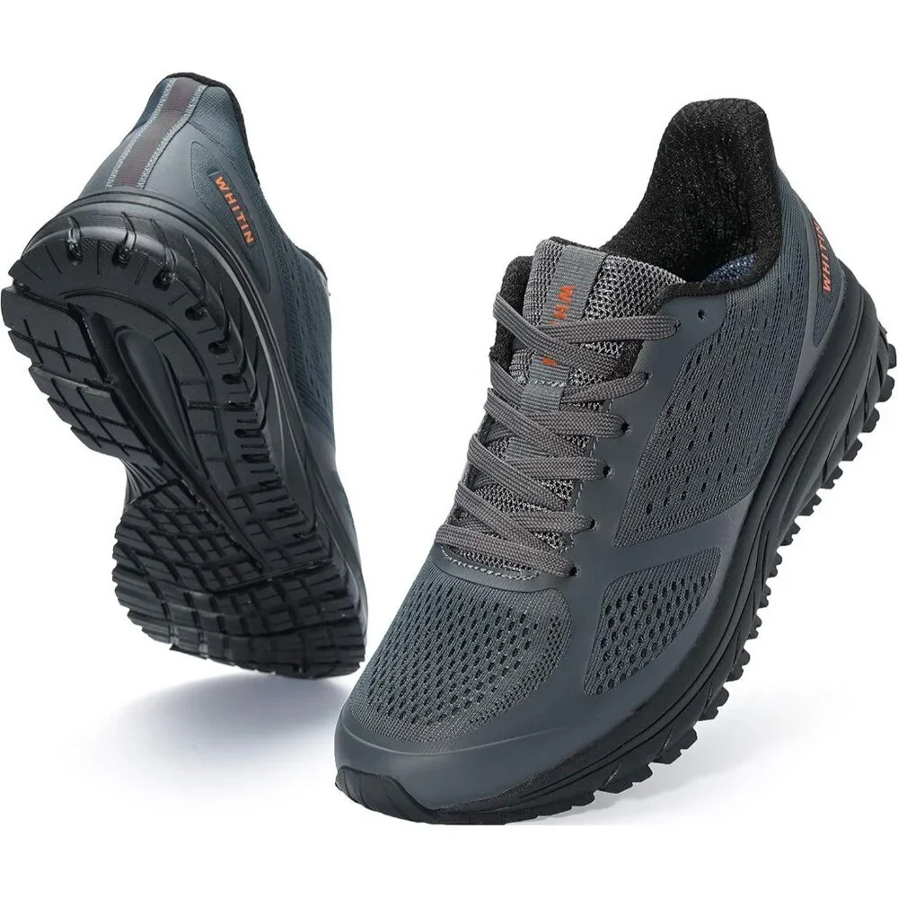 Men's Dark Grey Supportive Running Shoes Cushioned Athletic Lace Up Sneakers